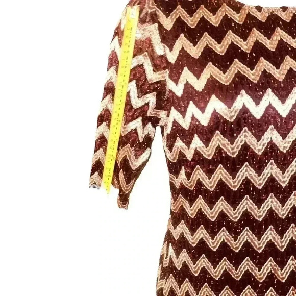 Connected Apparel Women's Metallic Chevron Dress - Picture 6 of 13